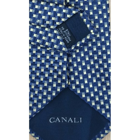 CANALI Blue Geometric Silk Tie ITALY 58"/ 3.8" EC - Picture 3 of 4